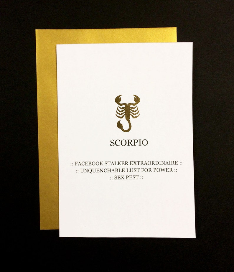 Tongue in Cheek Tour Through the Zodiac A6 Scorpio Birthday Card