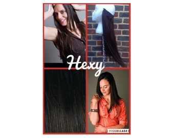 Hexy-Halo wire 10” long 100g human hair extensions Darkest brown #2 invisible miracle wire or one piece clip in damage free full head volume