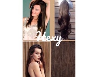 Hexy-Halo hair extensions, 10” long 100g miracle invisible wire Medium dark choc brown #4 human hidden headband or 1 piece clip in weave