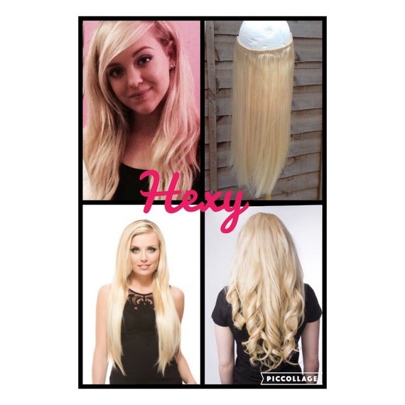Halo Hair Extensions 20 60 Lightest Bleach Not Etsy