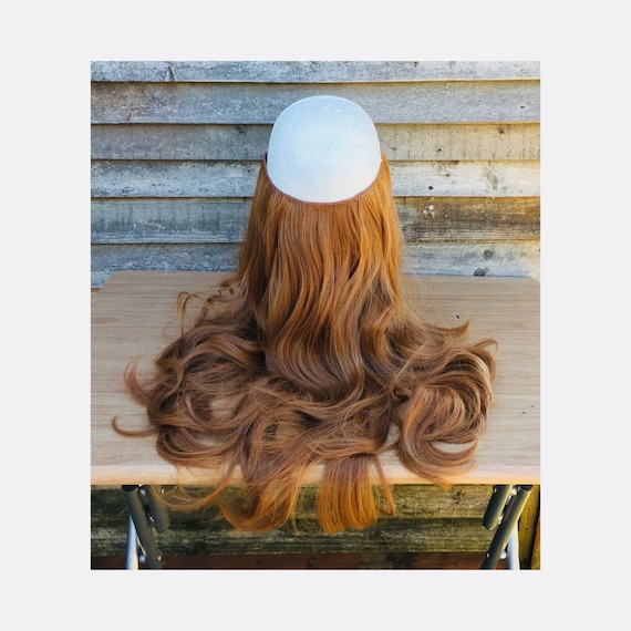 HEXY Invisible Wire Hair Extensions or Clip Ins, Layered Hair, 18 or 24  Thick Light Auburn Wavy or Straight, Synthetic Full Head Cosplay 