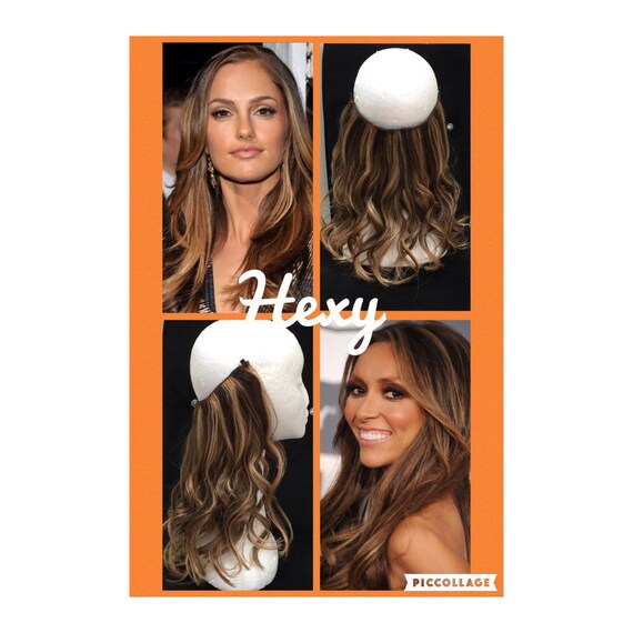 14 Long Halo Flip In Hexy Dark Brown Caramel Blonde Etsy