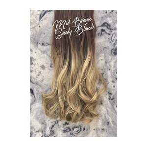 Hair extensions Hexy miracle invisible wire 17” or 22”long thick full head mid-light brown/sandy blonde wavy synthetic ombré balayage