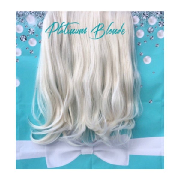 Elastic wire hair extensions Hexy, 16-18” 120g thick wavy synthetic light blonde platinum #60