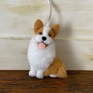 Corgi Dog Felt Ornament Puppy Plush Felt Tan White Christmas Ornament Corgi Love