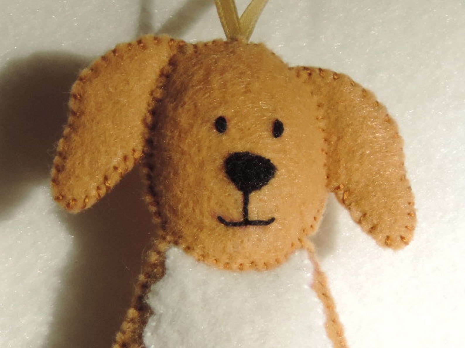 Dog Ornament Felt Animal Ornaments Set Handmade Tan Dog and | Etsy