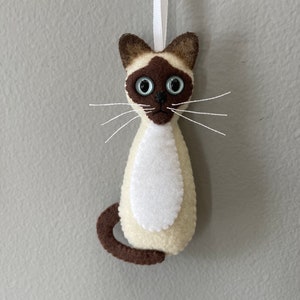 Siamese Cat Felt Ornament Meezer Kitten Christmas Catlover Gift Siamese Shorthair Thai Balinese Tonkinese Asian Cats Crazy Cat Lady Gift