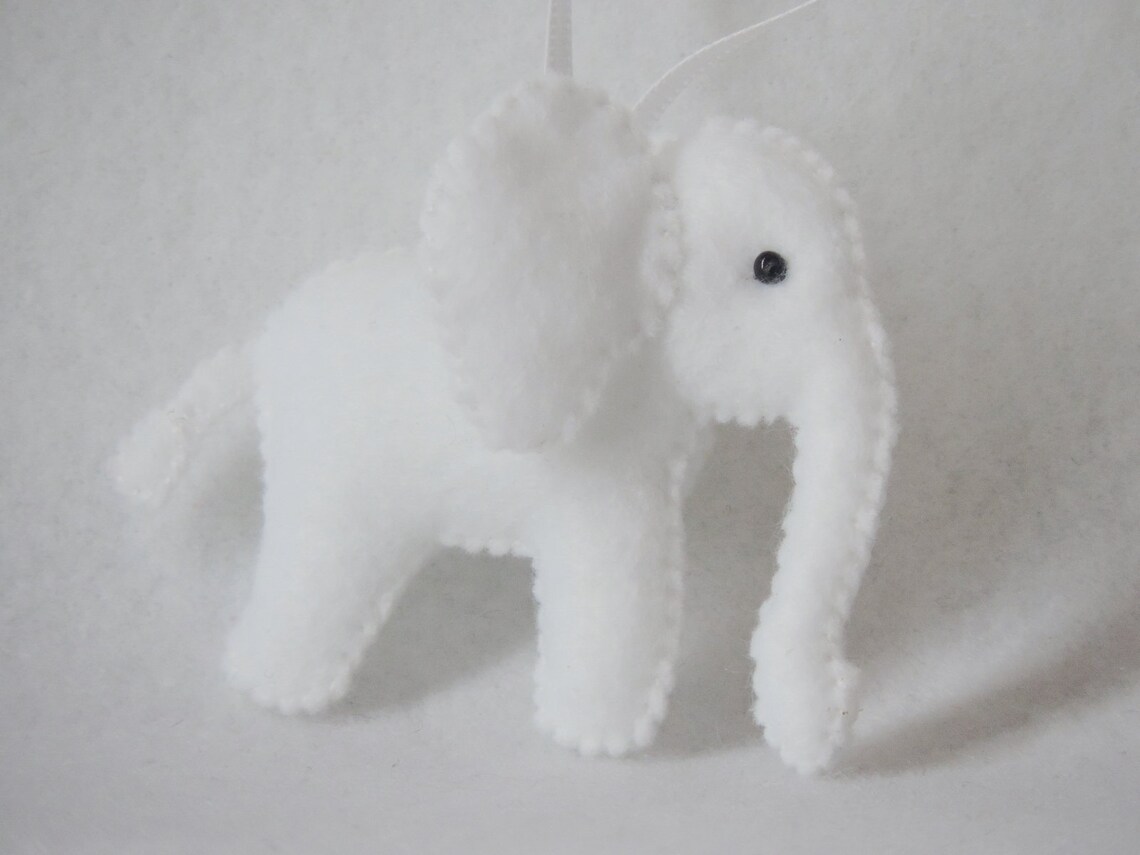White Elephant Felt Ornament Paisley Baby Elephant Nursery Etsy