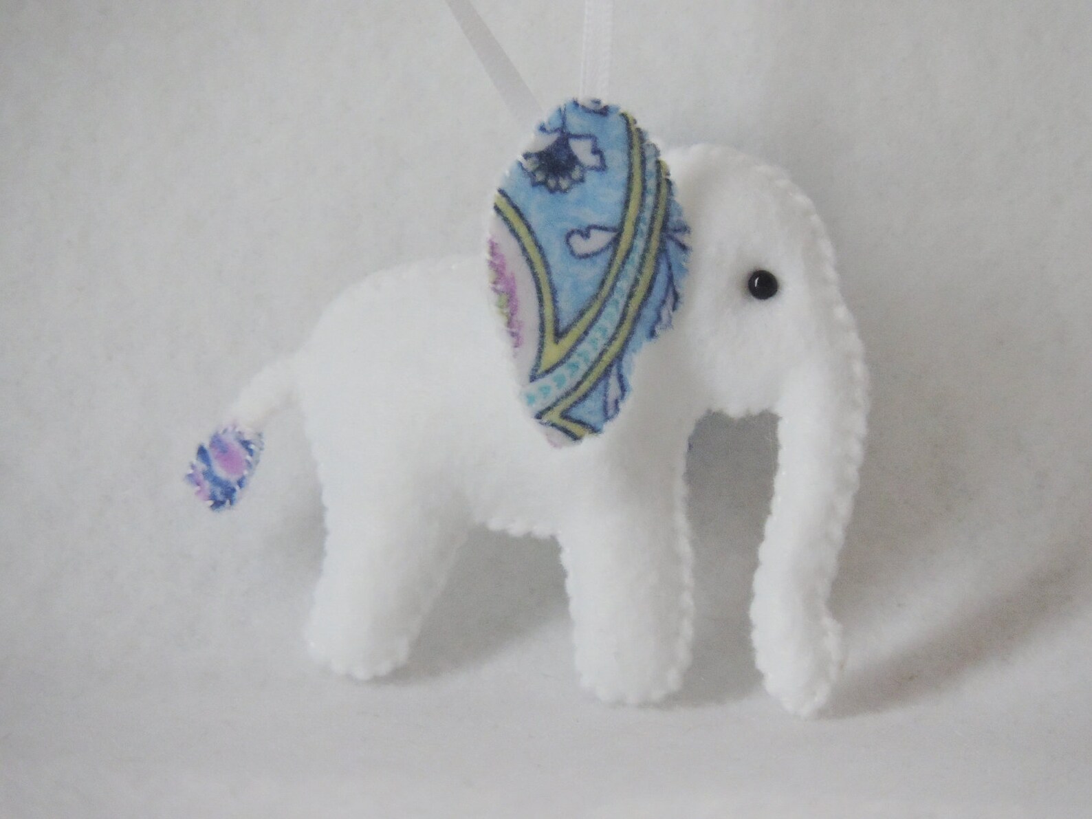 White Elephant Felt Ornament Paisley Baby Elephant Nursery Etsy