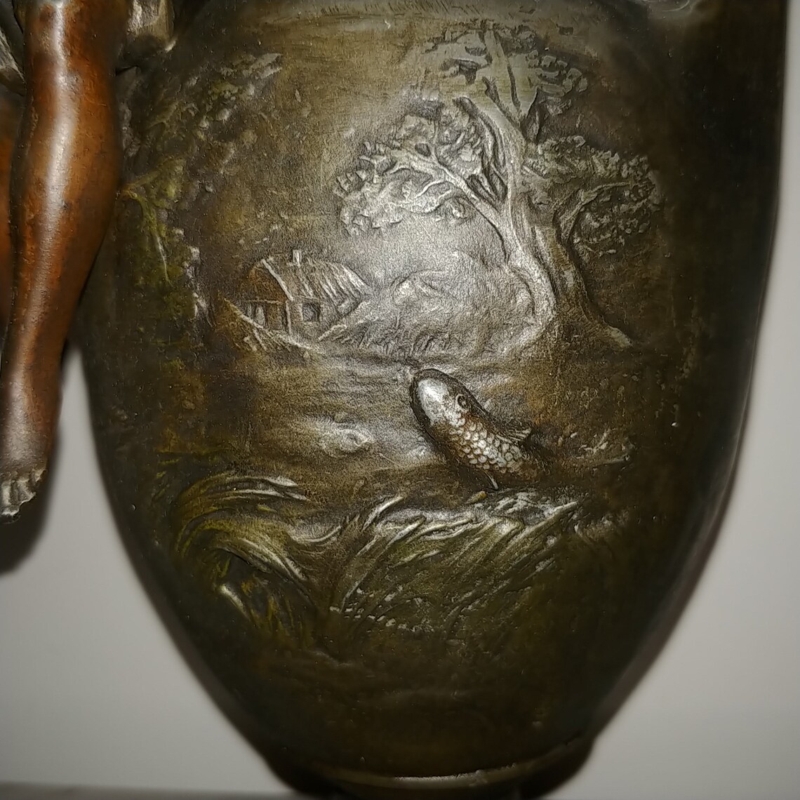 Antique pair of French figural Art Nouveau bronzed spelter image 3
