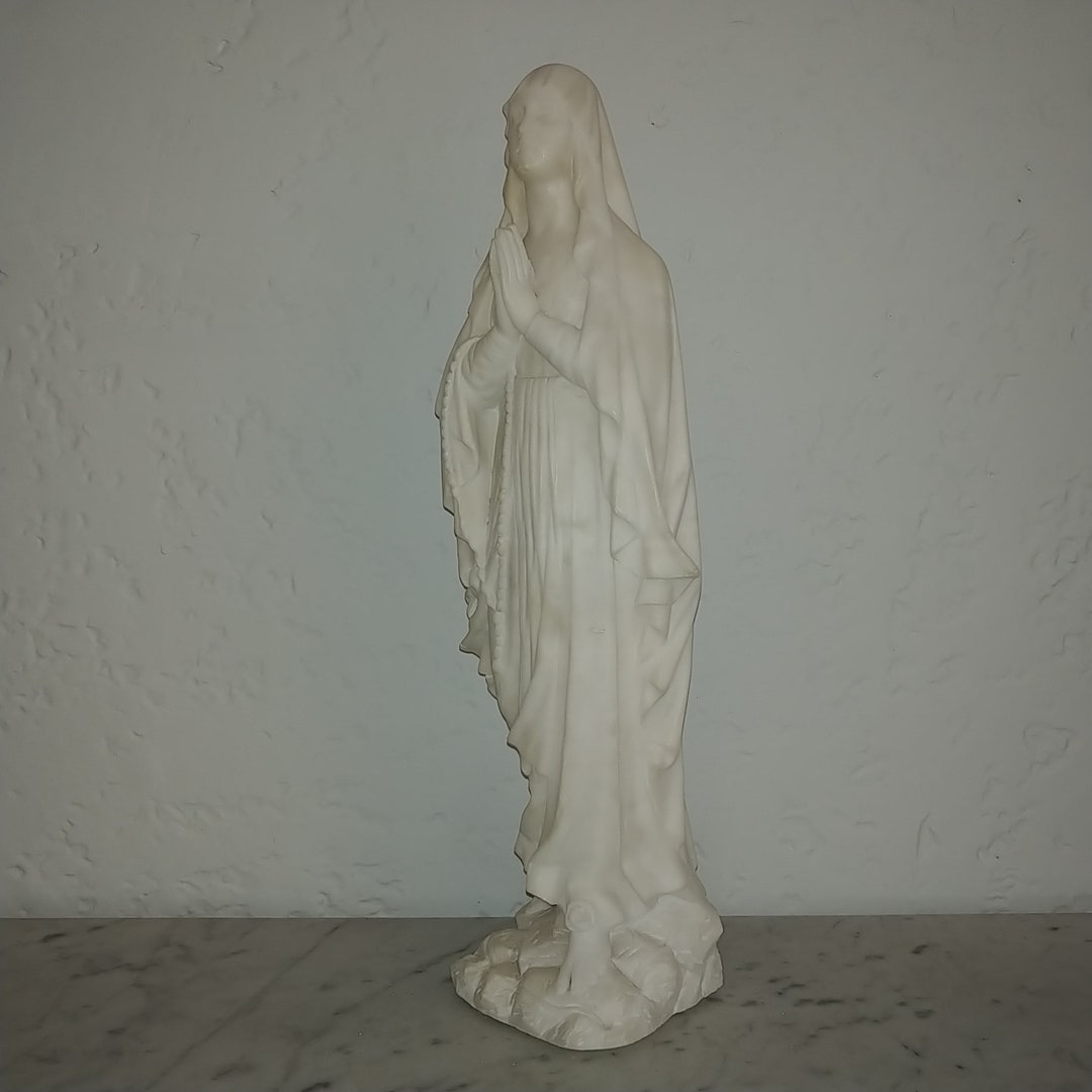 Antique Italian Religious Art White Marble Sculpture of Virgin Etsy