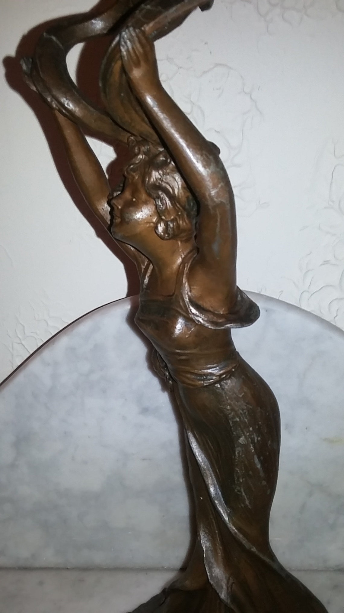 Antique Art Nouveau lady woman figural spelter candlestick image 3