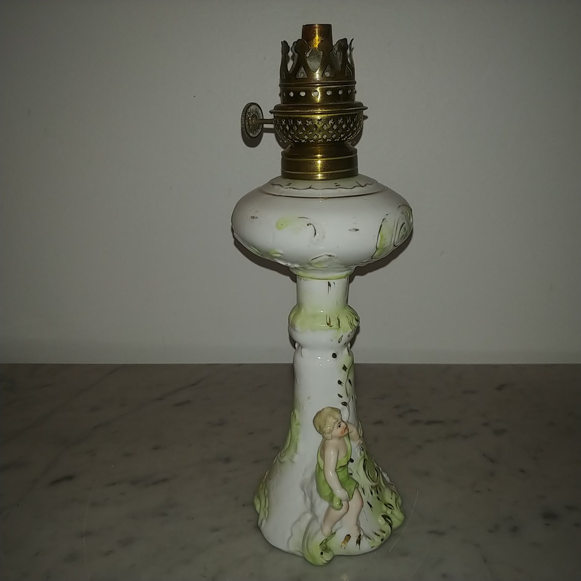 Antique American cherub angel porcelain oil lamp The P&A MFG Etsy