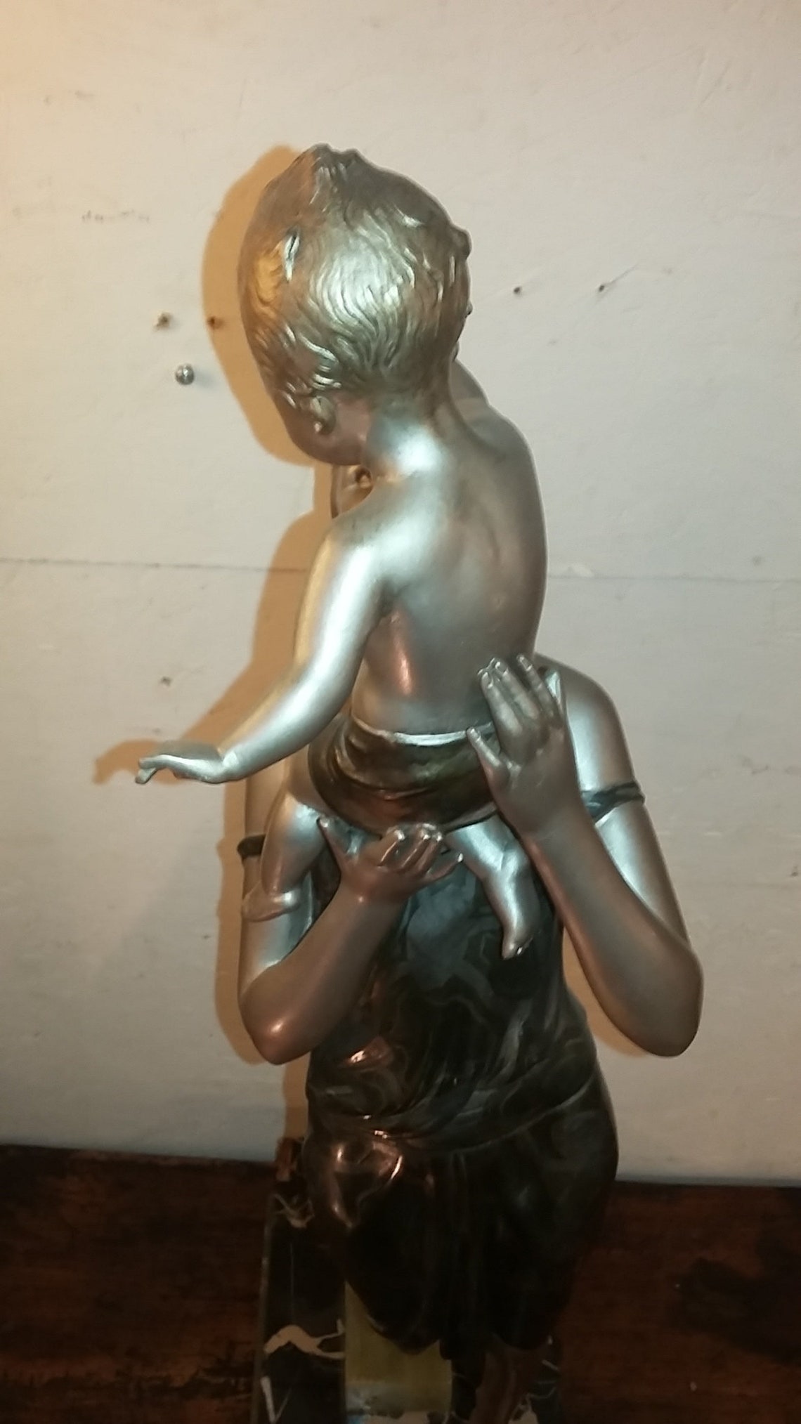 Monumental French Art Deco figural spelter sculpture lady image 3