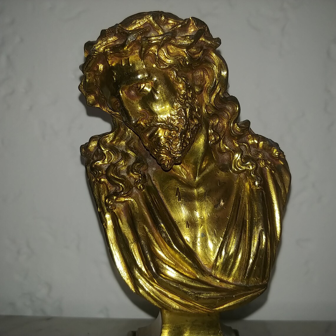 Antique French pair of religious art gilt bronzed bust of Etsy