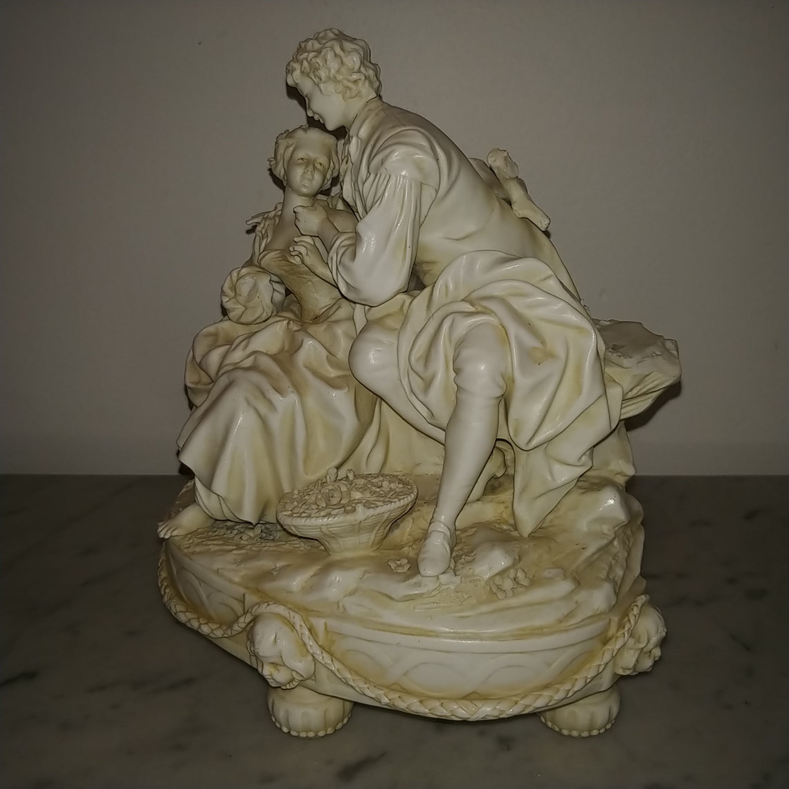 Antique European neoclassical figural bisque porcelain group image 4