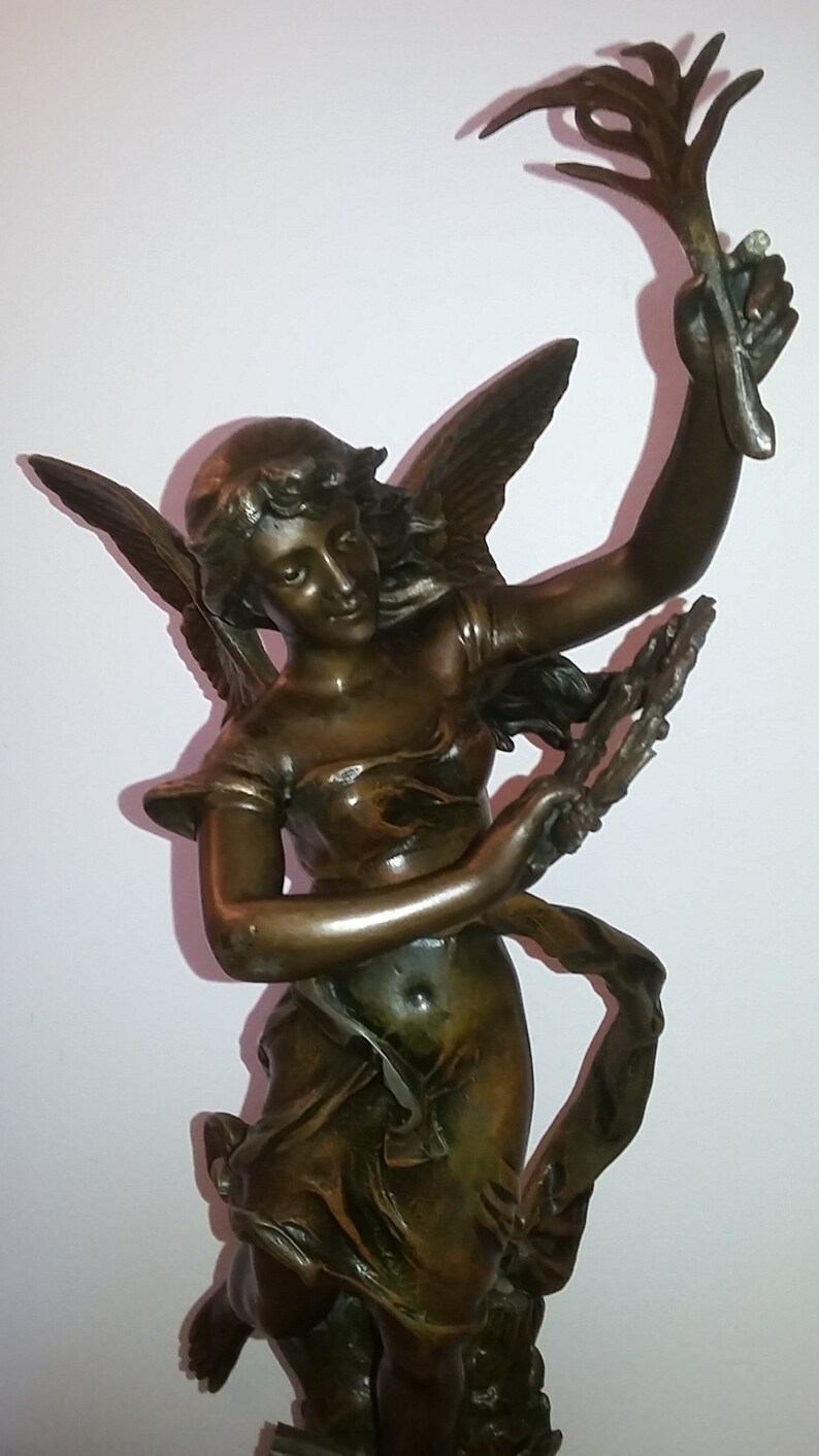Antique Art Nouveau French figural spelter sculpture Victoire image 0