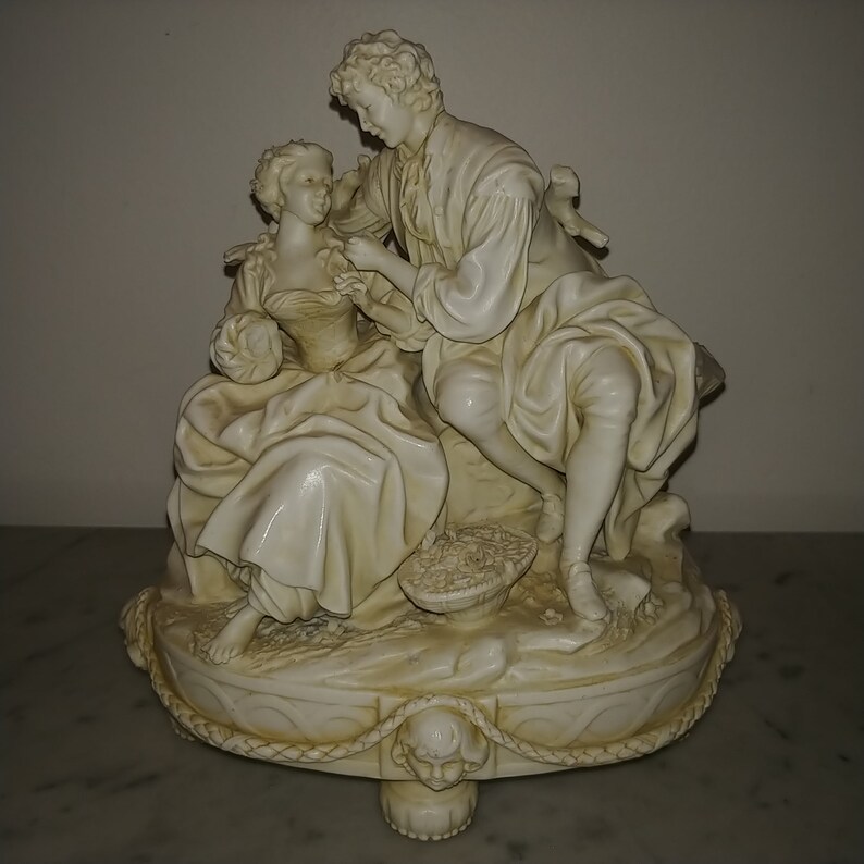 Antique European neoclassical figural bisque porcelain group image 0
