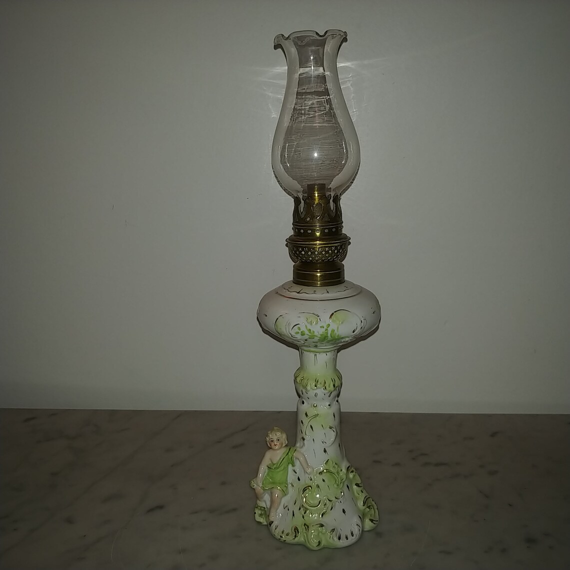 Antique American cherub angel porcelain oil lamp The P&A MFG Etsy