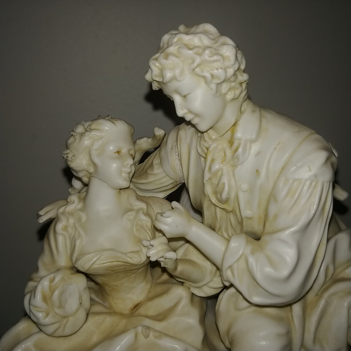 Antique European neoclassical figural bisque porcelain group image 1