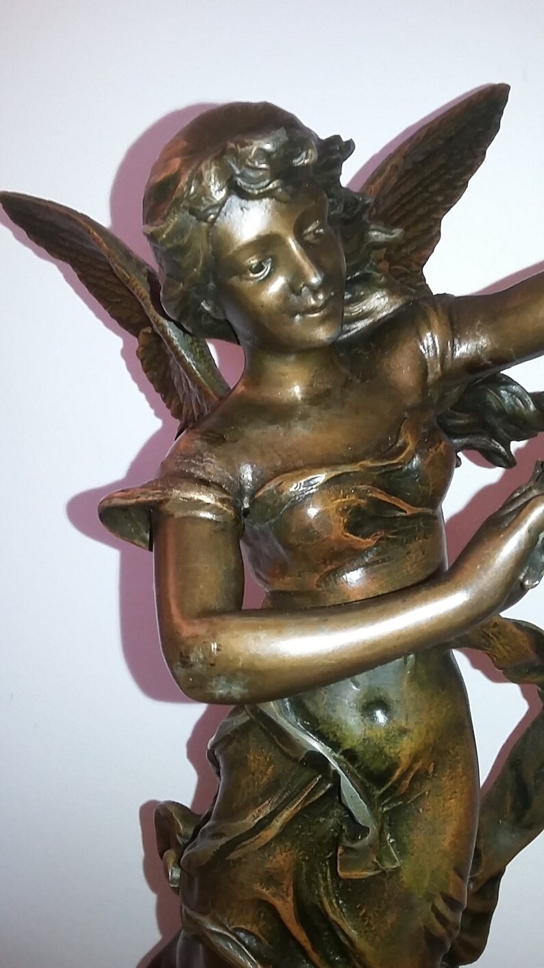 Antique Art Nouveau French figural spelter sculpture Victoire image 2