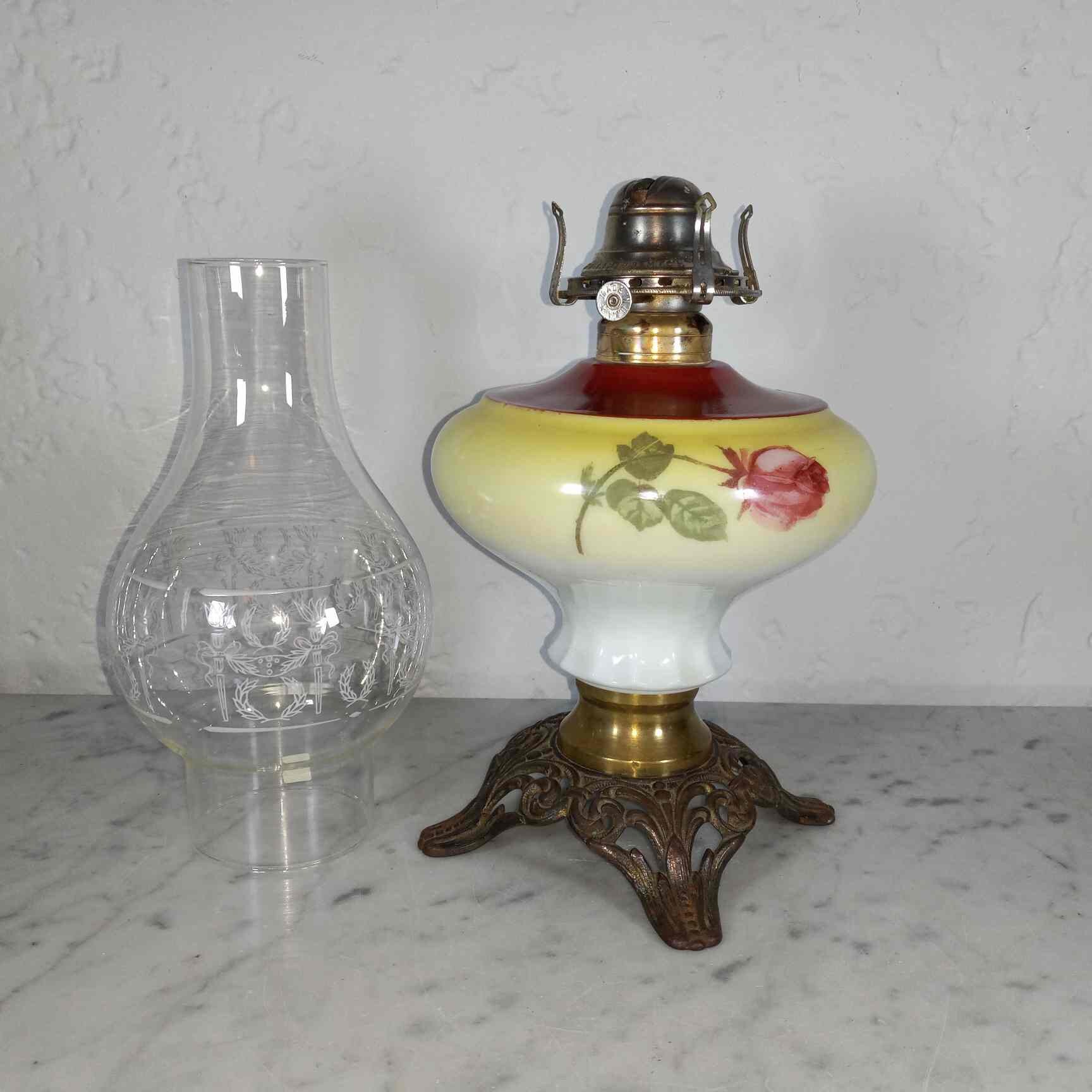 Cabin,victorian,old west look Details about   Clear glass OIL LAMP table or wall bracket font 