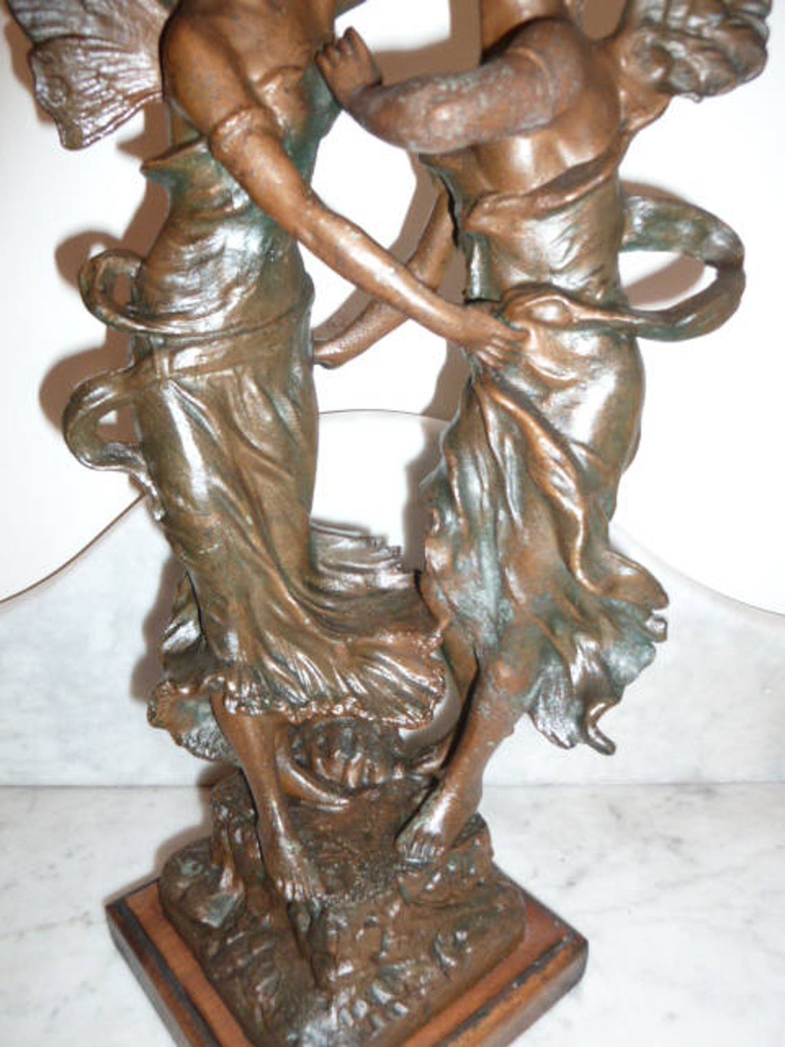 Antique French Art Nouveau spelter sculpture of a winged fairy image 5