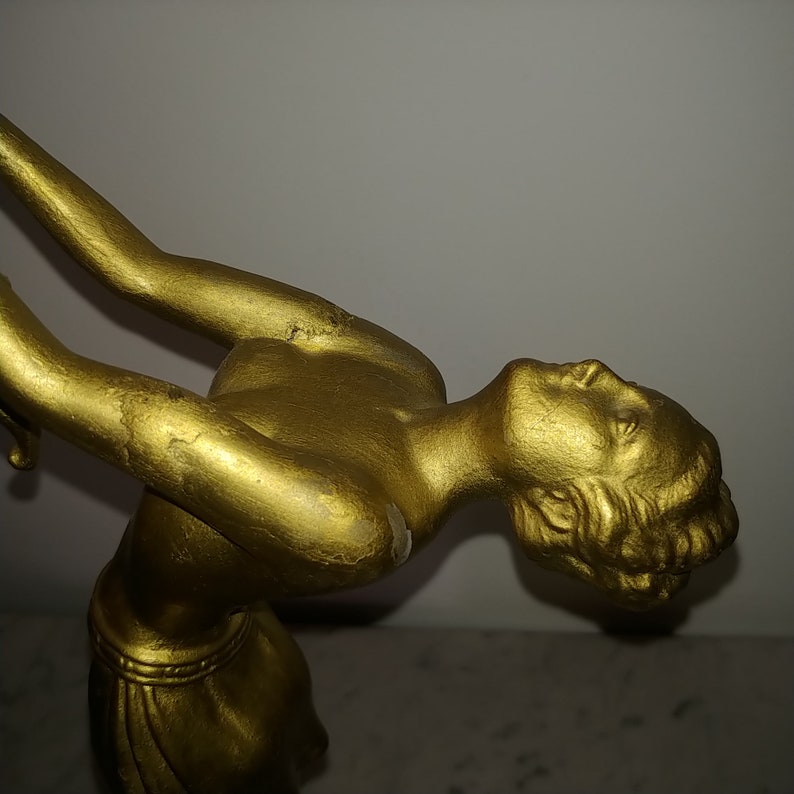 Rare French Art Deco MOLINS BALLESTE nude figural gilt spelter image 7
