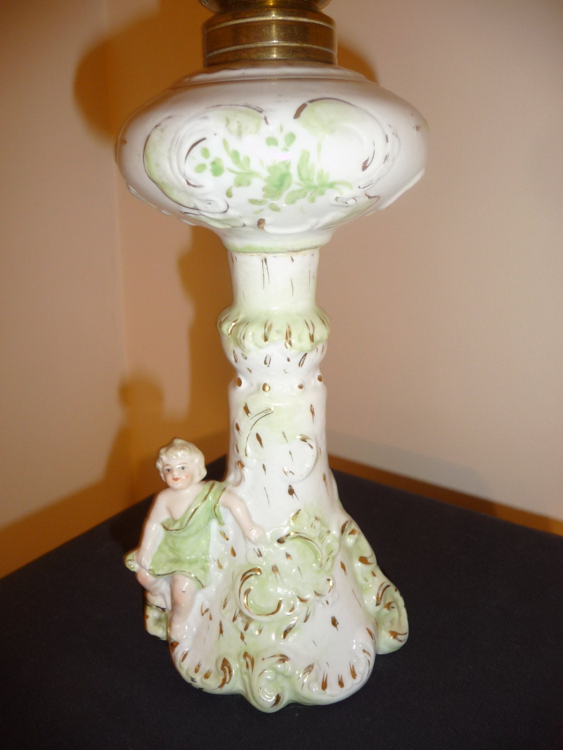 Antique cherub angel porcelain oil lamp The P&A MFG Co Victor Etsy