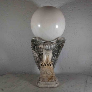 Lampe Art Déco veilleuse Régule oineaux Balles sur marbre avec globe