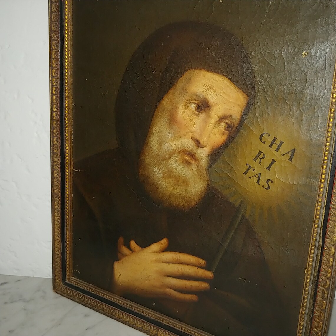 Antique European religious art oil on canvas painting of St Etsy