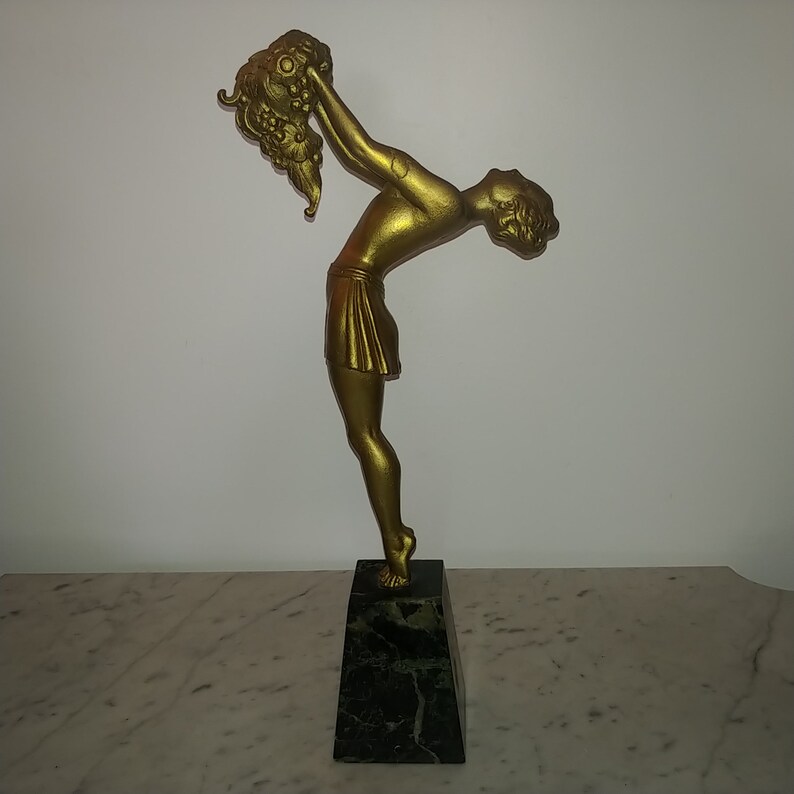Rare French Art Deco MOLINS BALLESTE nude figural gilt spelter image 2