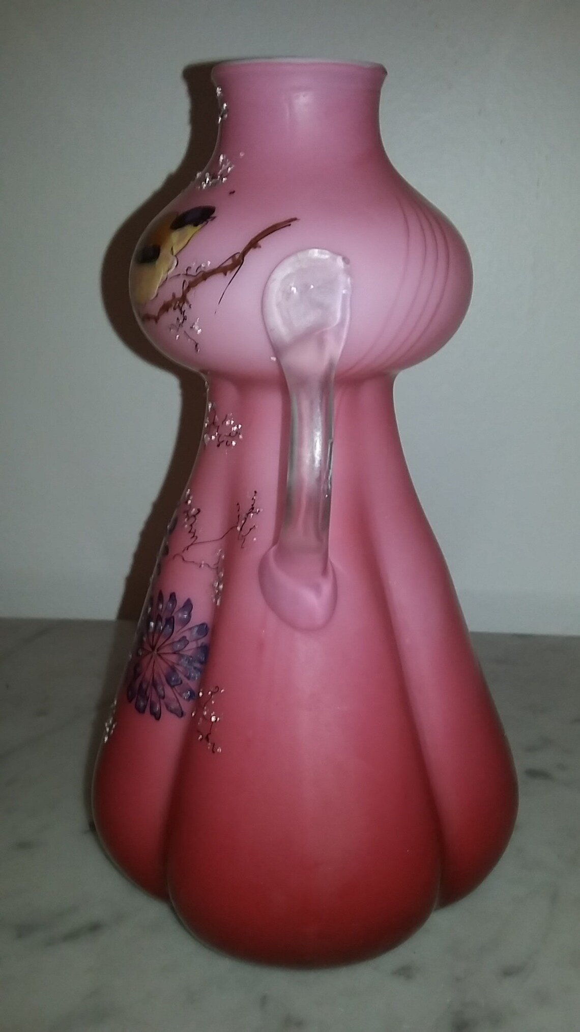 Antique American Hand Blown Pink Ruby Red Satin Glass Vase Etsy