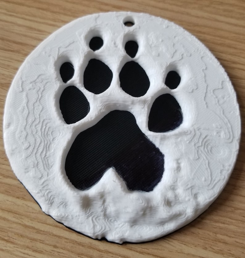 Pet Paw Print 3D Printed Reproduction // Keepsake // Dog or Cat Ornament image 1