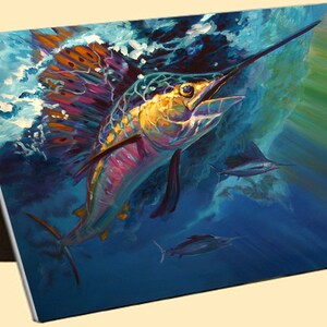 SAILFISH Savlen Gamefish Art Tile - Billfish Wall Decoración para baño costero Cocina náutica tropical backsplash FISH. ¡Listo para colgar LOOK!