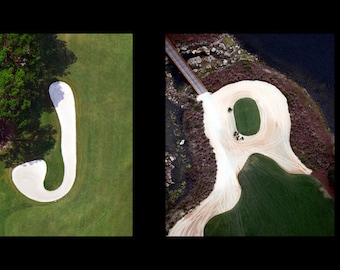 Personalized 4 Letter Golf Print made from aerial photos of sand traps Size 10x27
