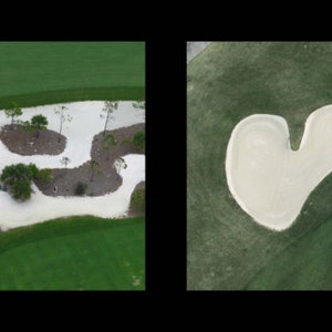 Personalizado 6 Carta Golf Impresión hecha de fotos aéreas de trampas de arena Tamaño 10x39