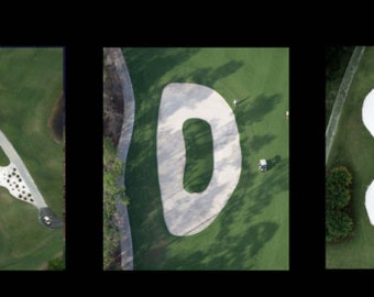Personalized 7 Letter Golf Print made from aerial photos of sand traps Size 10x44