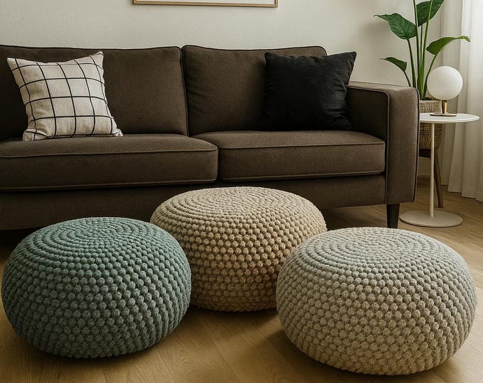 CROCHET PATTERN Bobbles Pouf Video Tutorial Diy Tutorial Crochet Pouf Poof, Ottoman, Footstool, Home Decor, Pillow, Bean Bag, Floor cushion