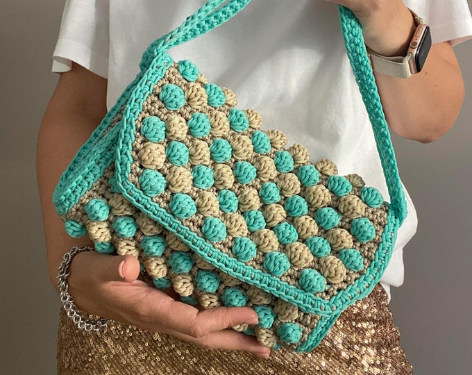 CROCHET PATTERN TAVIRA Pochette  Crochet Bag Pattern Wool Bag crochet purse  woman bag shopping bag summer bag beach bag, handbag Raffia Bag