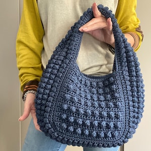 FERRARA MOTIF AU CROCHET Sac léger à 2 anses au crochet Sac à main en laine au crochet Sac à main pour femme, sac à main, fourre-tout, tutoriel vidéo