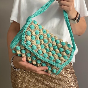 MOTIF AU CROCHET TAVIRA Pochette en crochet, motif en laine, sac à main au crochet pour femme, sac shopping, sac d'été, sac de plage, sac à main en raphia