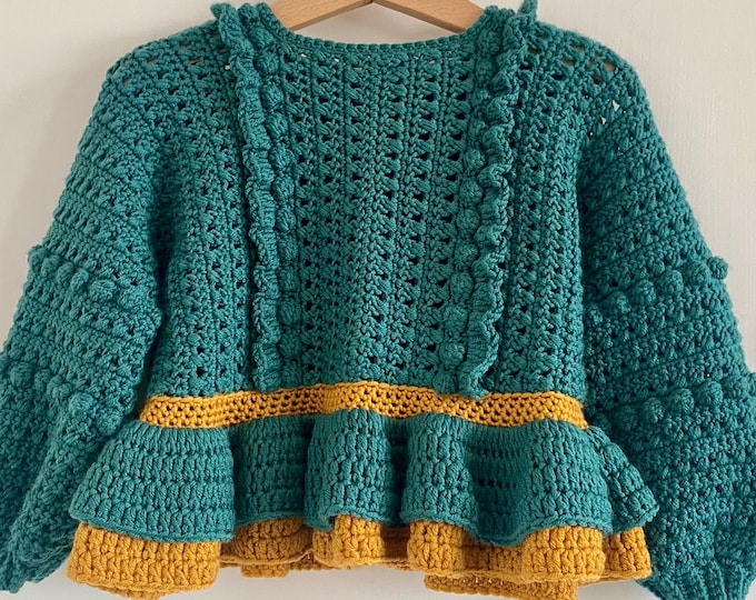 CROCHET PATTERN  MINI Bloom Sweater (1-2 years up to 10-12 years), Crochet Baby, Child Granny Square Sweater, Jacket, Baby Pullover