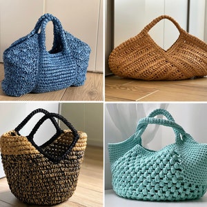 4 CROCHET PATTERNS Crochet Bag Pattern Tote Pattern crochet purse woman bag, shopping bag, summer bag handbag crochet shoulder bag image 1