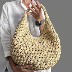 MOTIF AU CROCHET Sac ronda Sac au crochet Sac en laine au crochet Sac à main au crochet pour femme, sac shopping, sac d'été, sac de plage, sac à main en raphia