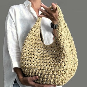 MOTIF AU CROCHET Sac ronda Sac au crochet Sac en laine au crochet Sac à main au crochet pour femme, sac shopping, sac d'été, sac de plage, sac à main en raphia image 2