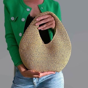 PATRON AU CROCHET Modèle de sac au crochet Sac en raphia au crochet Sac à main au crochet pour femme, sac shopping, sac d'été, sac de plage, sac à main