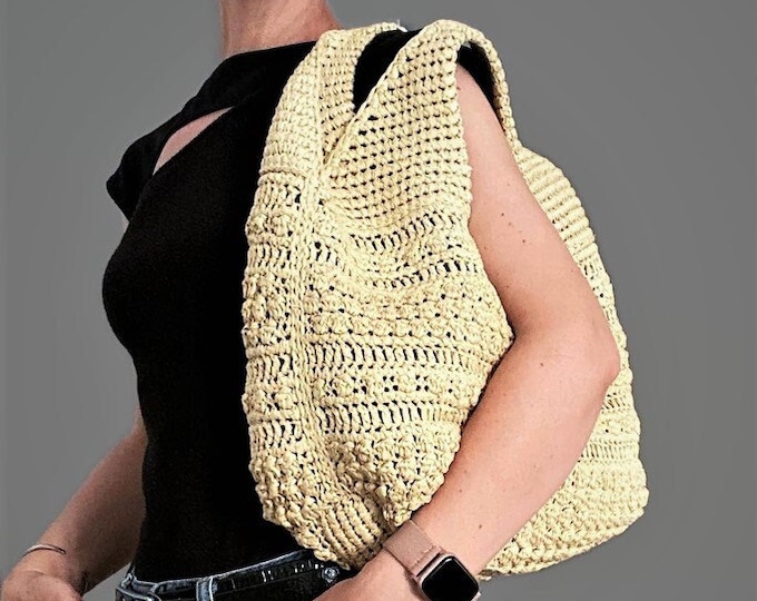 CROCHET PATTERN SANDY in Paris Crochet Bag Pattern Raffia Bag crochet purse woman bag shopping bag summer bag beach bag, handbag