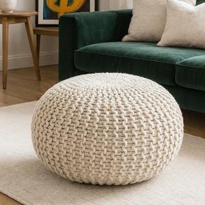 KNITTING PATTERN Knitted Pouf Pattern Poof Knitting Ottoman Footstool Home Decor Pillow Bean Bag, Pouffe, Floor cushion Medium and Large