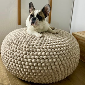 CROCHET PATTERN Bobbles Pouf Video Tutorial Diy Tutorial Crochet Pouf Poof, Ottoman, Footstool, Home Decor, Pillow, Bean Bag, Floor cushion image 1